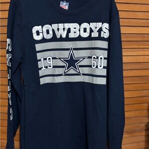 NFL Dallas Cowboys Long Sleeve Tee - Navy & Silver